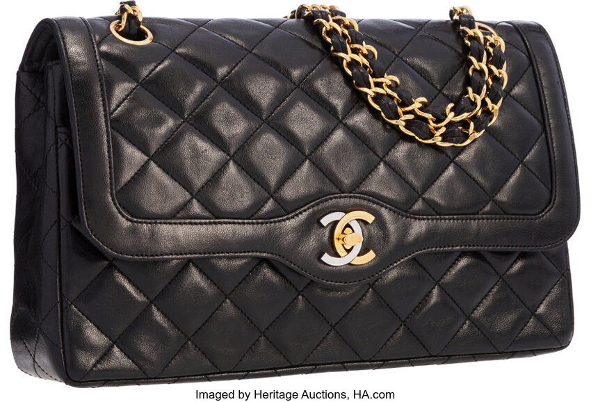 Chanel Quilted Mini Rectangular Lambskin Black Flap With Charms