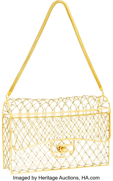 Chanel Gold Cage Beaded Medium Flap Bag with Gold Hardware . Very | Lot  #58212 | Heritage Auctions