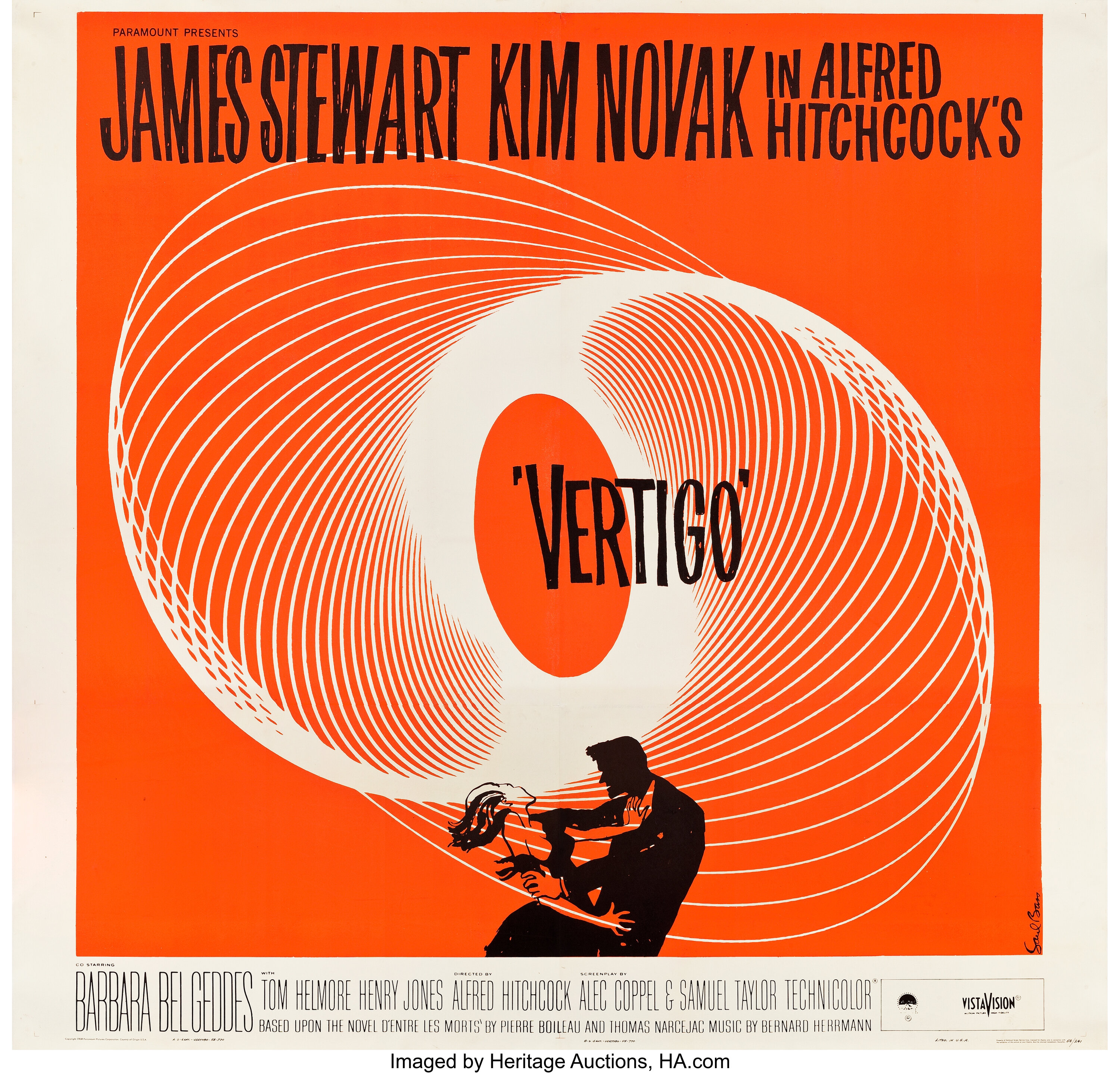 Vertigo (Paramount, 1958). Six Sheet (79" X 81").. ... Movie | Lot ...
