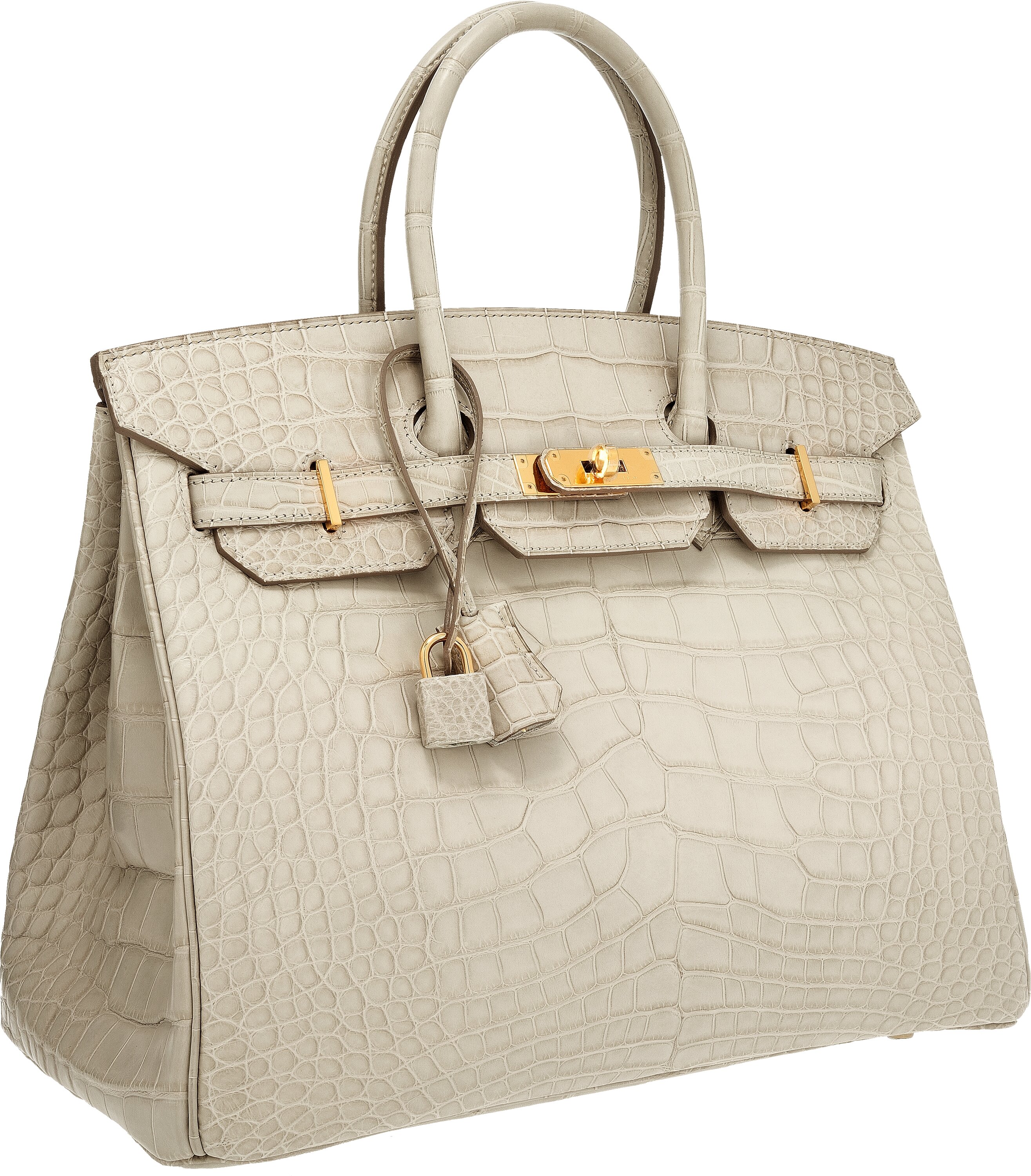 Hermes 35cm Matte Beton Alligator Birkin Bag with Gold Hardware., Lot  #58032