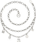 Luxury Accessories:Accessories, Hermes Palladium Chain Olga Five Charm Belt . Excellent Condition .
40" Length. ...