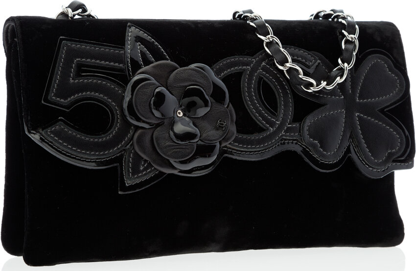 Chanel Black Lambskin Leather Tote Bag with Camellia Flower Detail