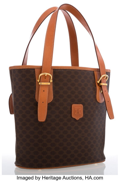 Celine Brown Monogram Canvas Bucket Bag.  Luxury Accessories, Lot  #16040