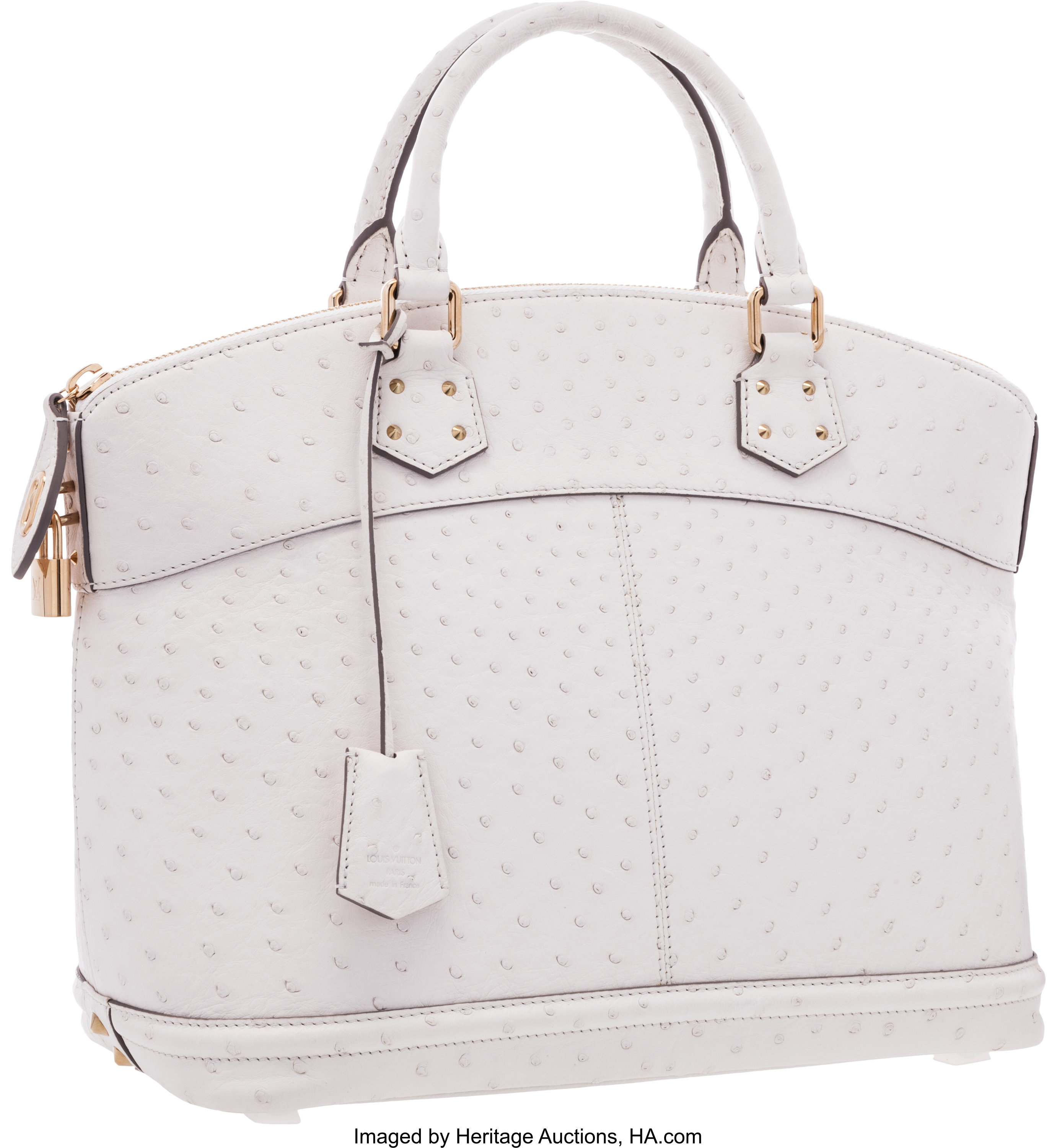 Louis Vuitton White Ostrich Lockit MM Bag . Excellent Condition