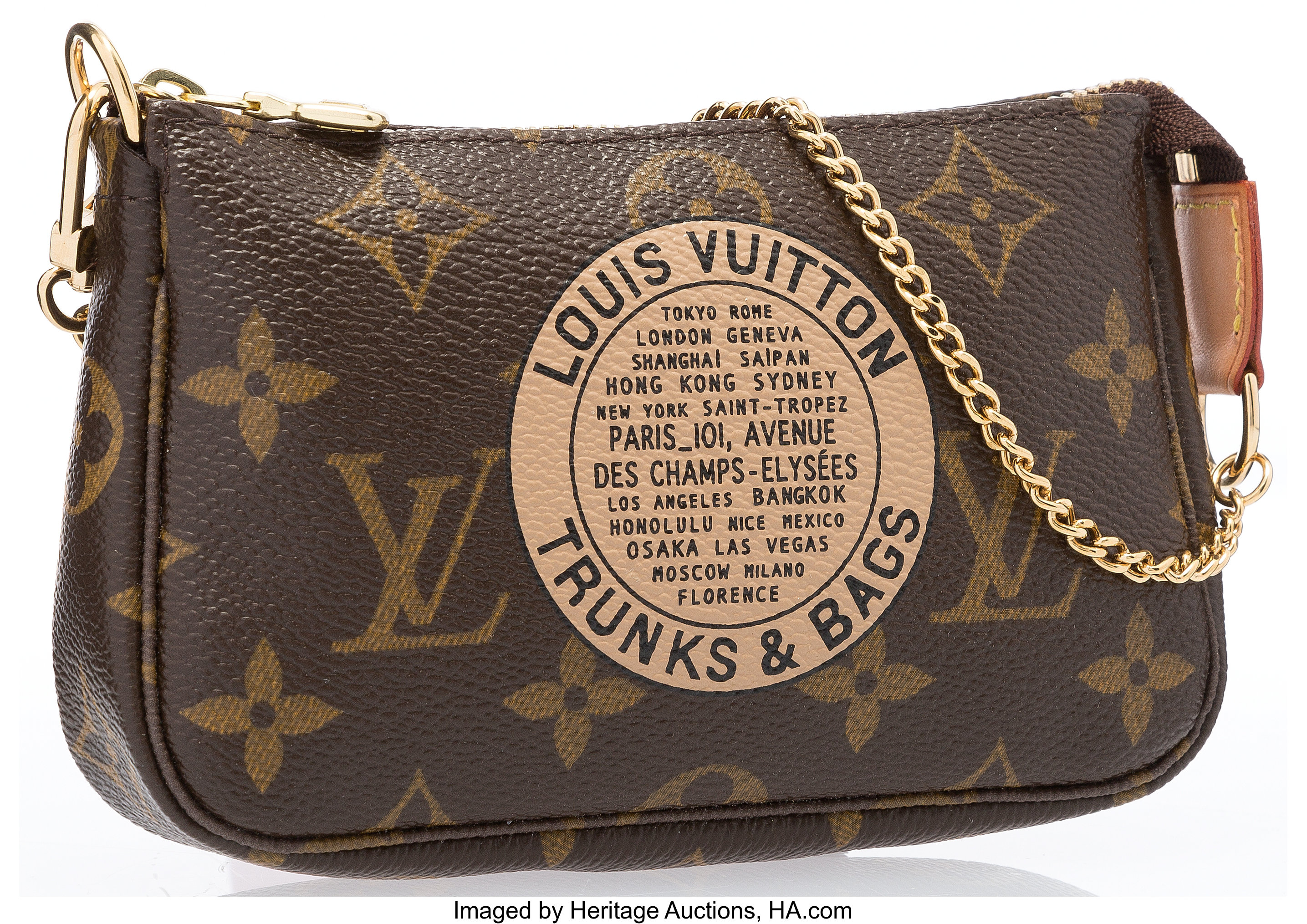 Louis Vuitton Monogram Stamp Canvas Mini Pochette Bag. Excellent