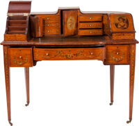 A Painted Satinwood Carlton Desk Circa 1890 40 Inches High X 48