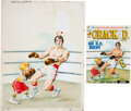Movie/TV Memorabilia:Original Art, An Original Drawing by John Severin Related to "Rocky" Used on the
Cover of 'Cracked' Magazine, 1977.... (Total: 2 Items)