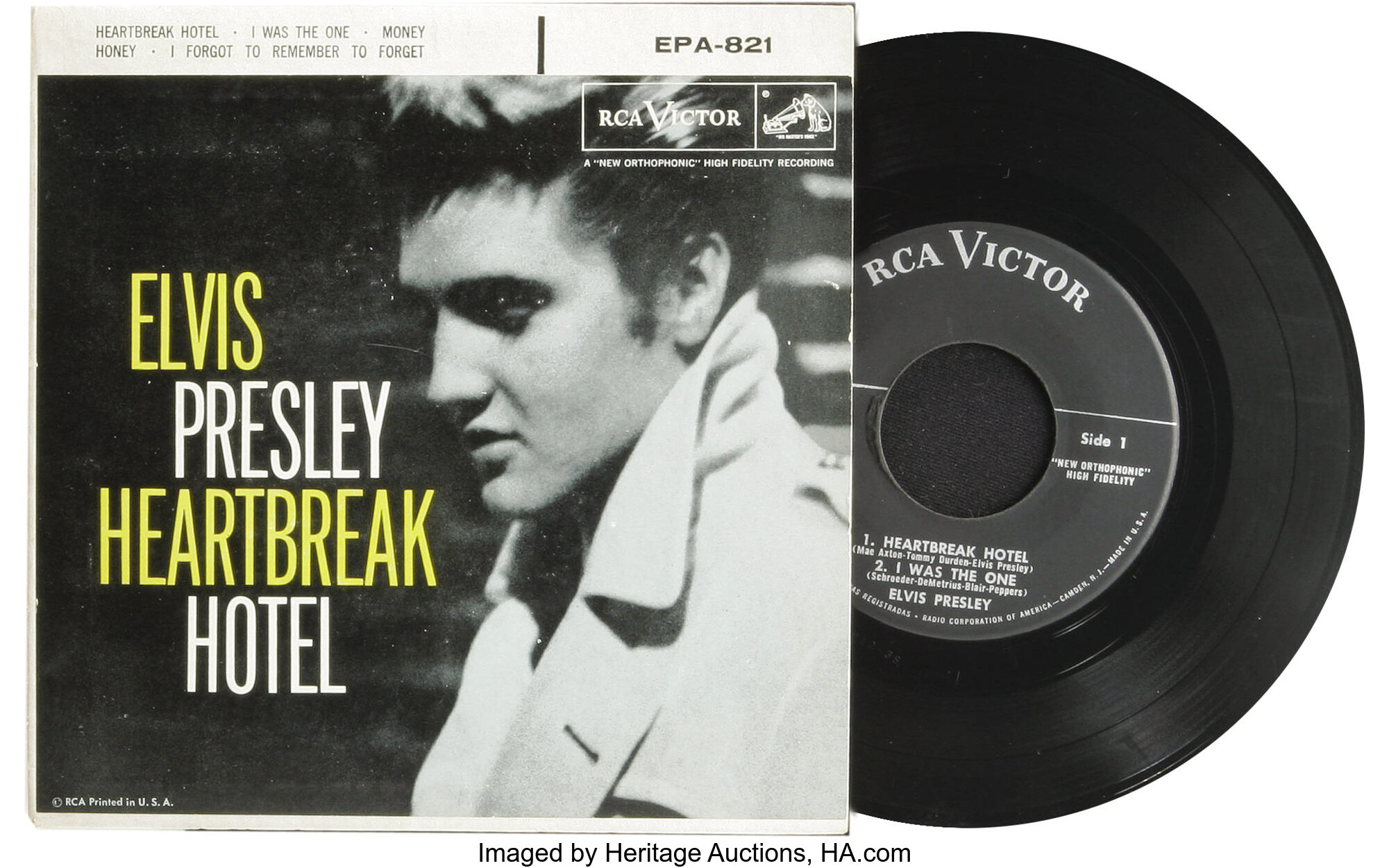 Elvis Presley "Heartbreak Hotel" No Dog Label EP RCA 821 (1956 ...