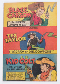 Wisco/Klarer Comic Book (Miniature) Blaze Carson, Tex Taylor, and Kid Colt Rare Uncut Comic (Various, 1950) Condition: V...