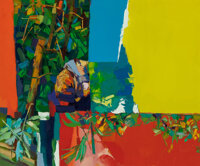 Nicola Simbari (Italian, 1927-2012) Yellow and Orange Oil on canvas 39-1/2 x 47-1/2 inches (100.3 x 120.7 cm) Signed low...