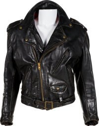 A Black Leather Motorcycle Jacket from 