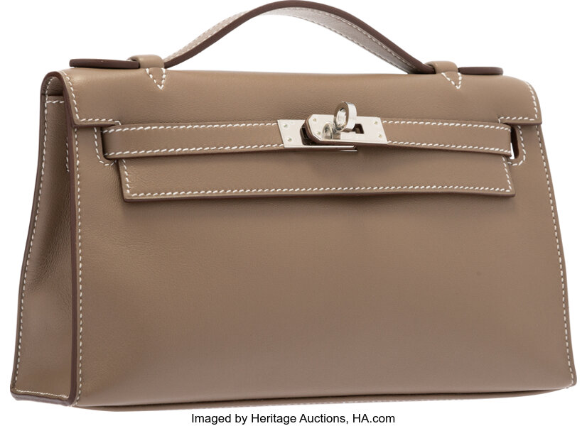 Hermes Etoupe Swift Leather Kelly Pochette Bag with Palladium, Lot #58095