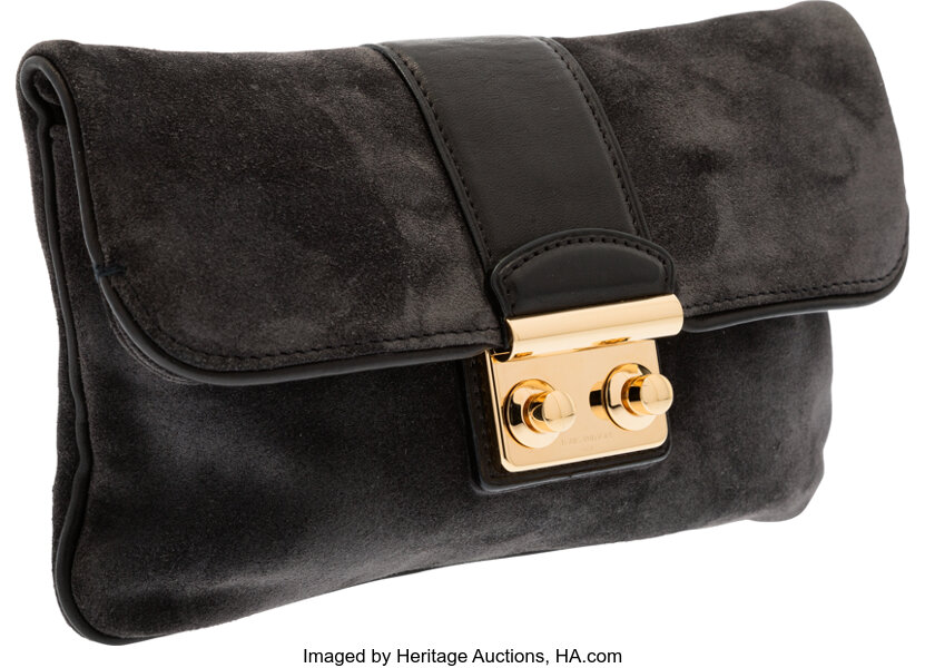 Louis Vuitton Black Suede & Leather Sofia Coppola Slim Clutch MM