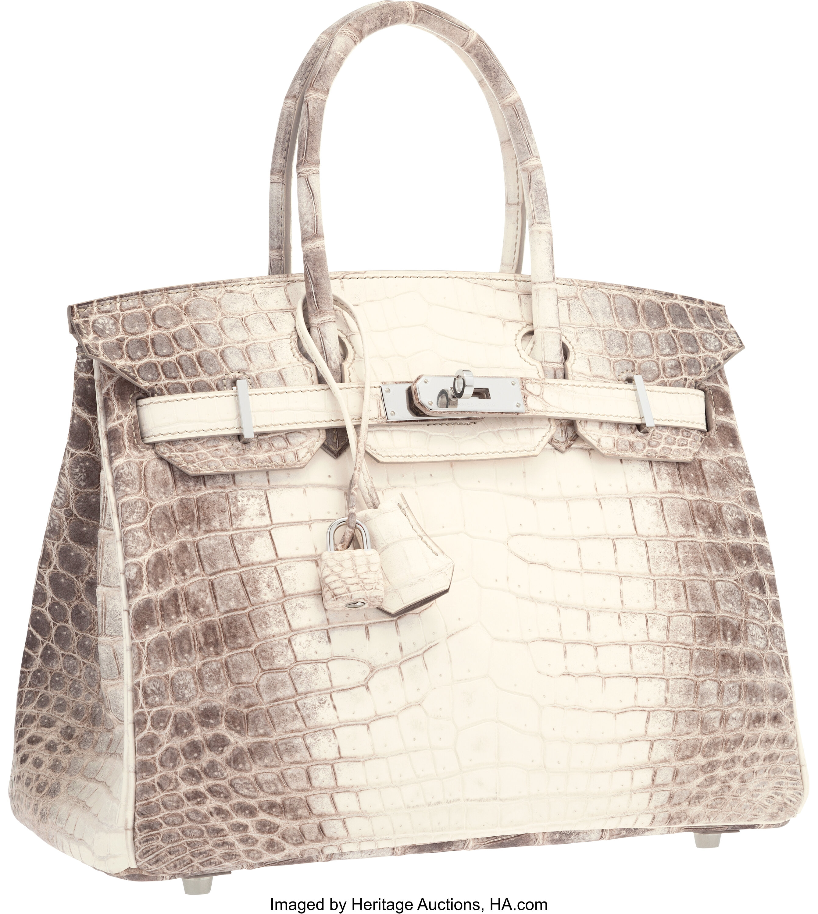 Hermes 30cm Matte White Himalayan Nilo Crocodile Birkin Bag with, Lot  #58118