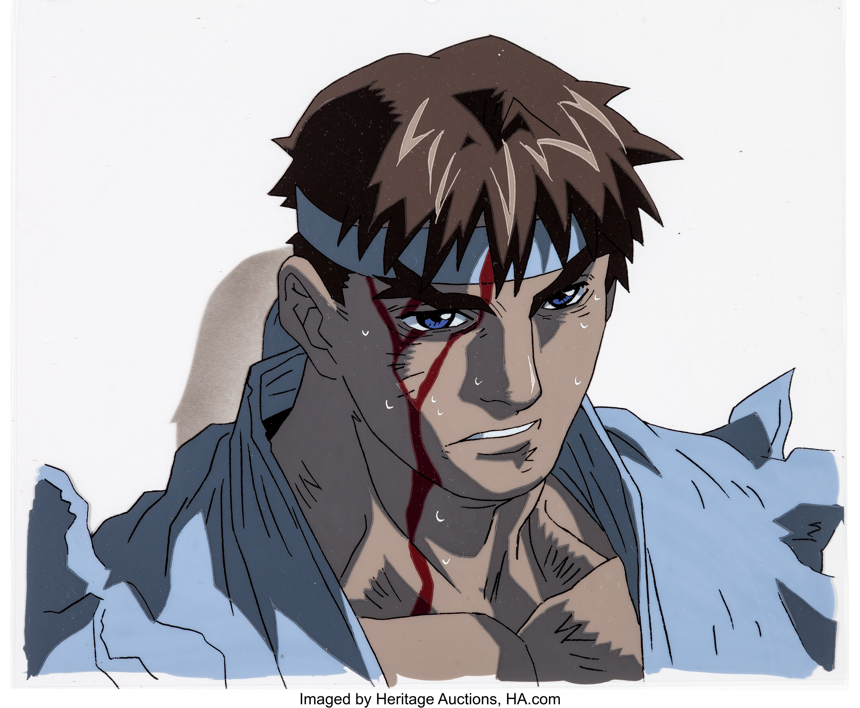 Street Fighter Zero Ryu Anime Production Cel and Animation Drawing