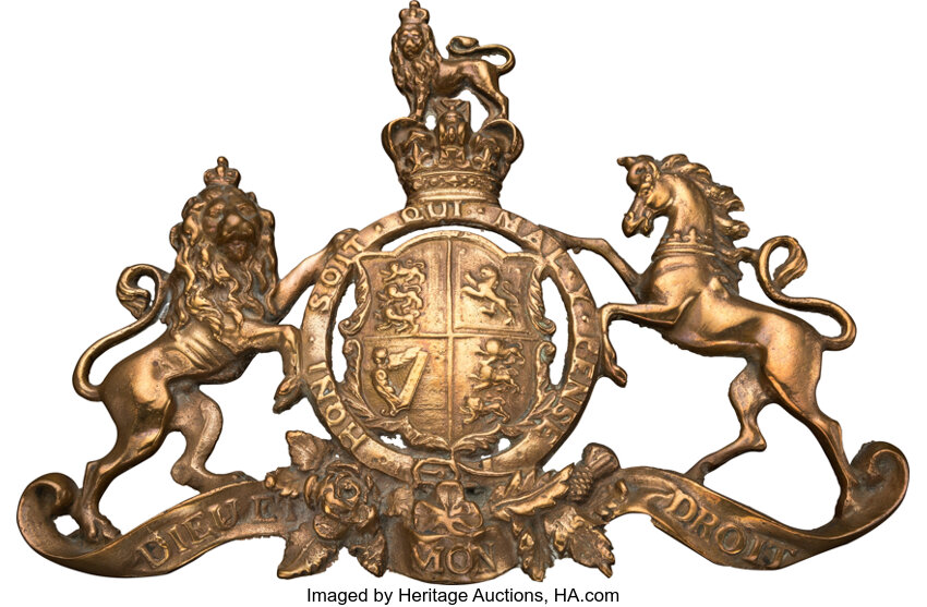 Brass Dieu Et Mon Droit Queen S Crown Plaque N D Lot Heritage Auctions