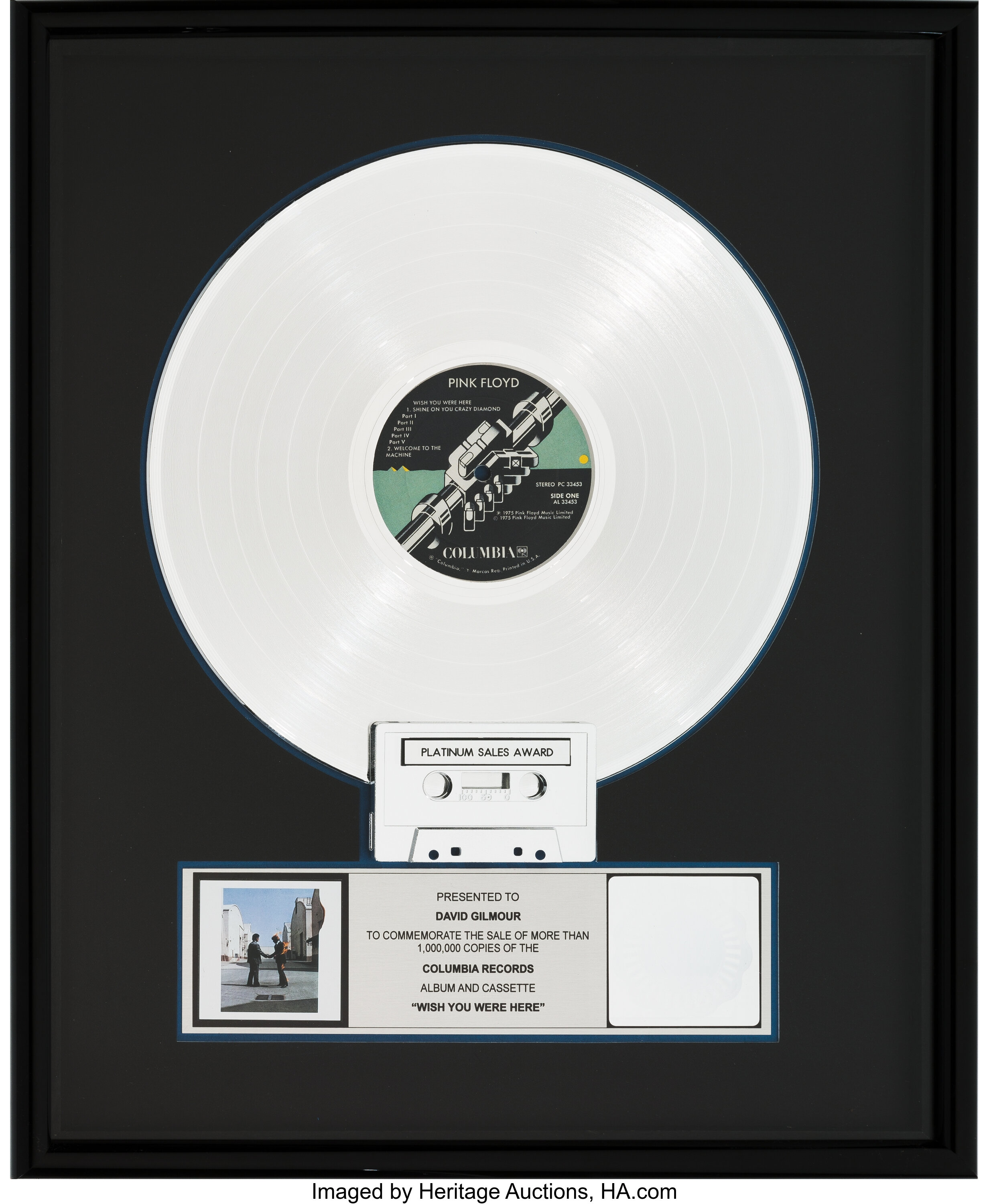 Pink Floyd Wish You Were Here Riaa Platinum Album Award Columbia Lot 471 Heritage Auctions
