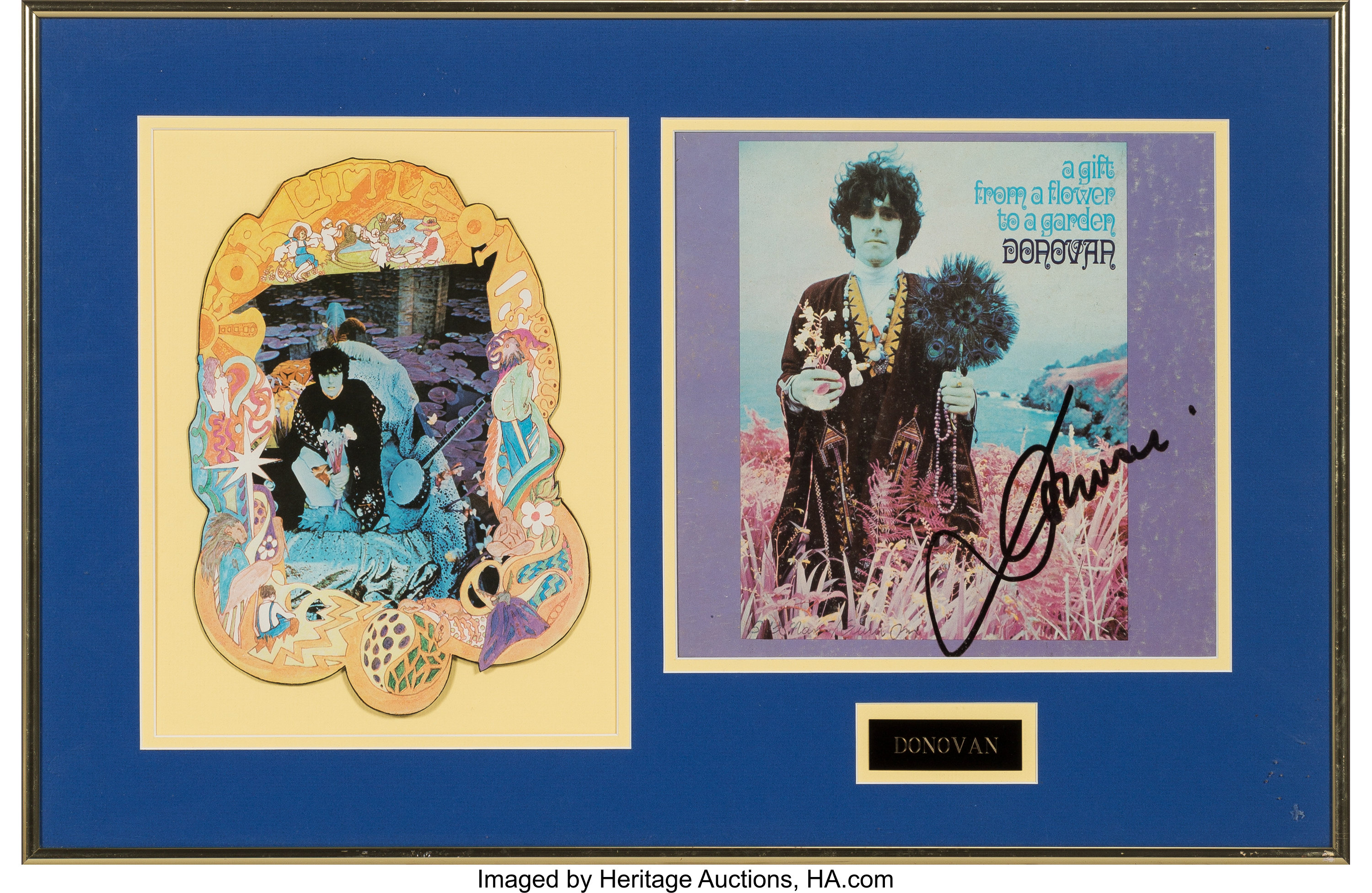Donovan Signed A Gift From A Flower To A Garden Lp Cover In Framed