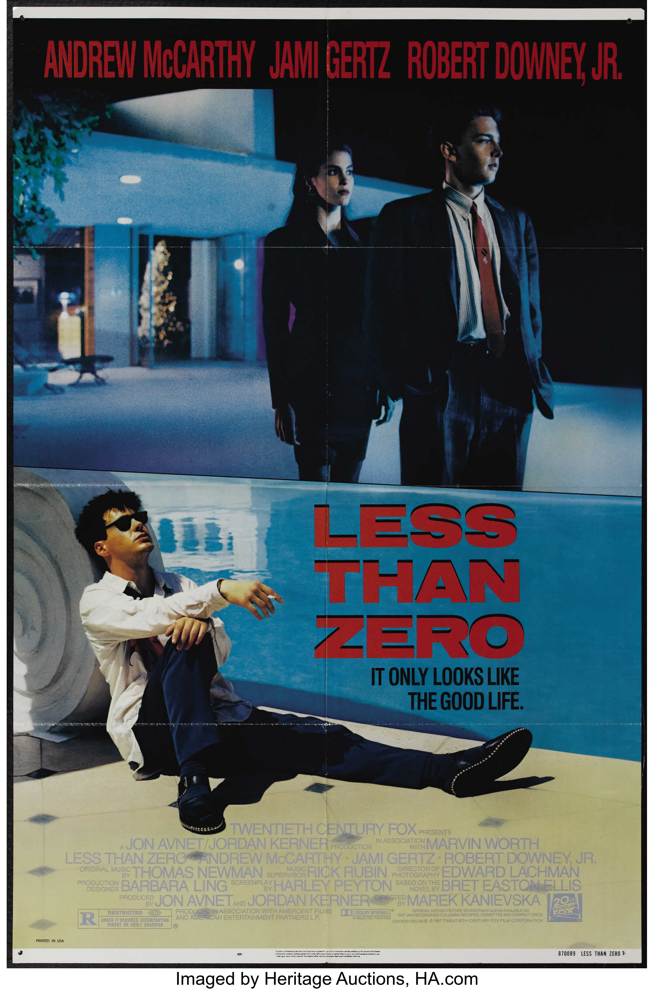 Less Than Zero (20th Century Fox, 1987). One Sheet (27 X 41)., Lot  #25122