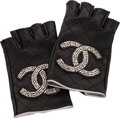 Luxury Accessories:Accessories, Chanel Black Lambskin Leather Fingerless Gloves. Pristine
Condition. Size 7. ...