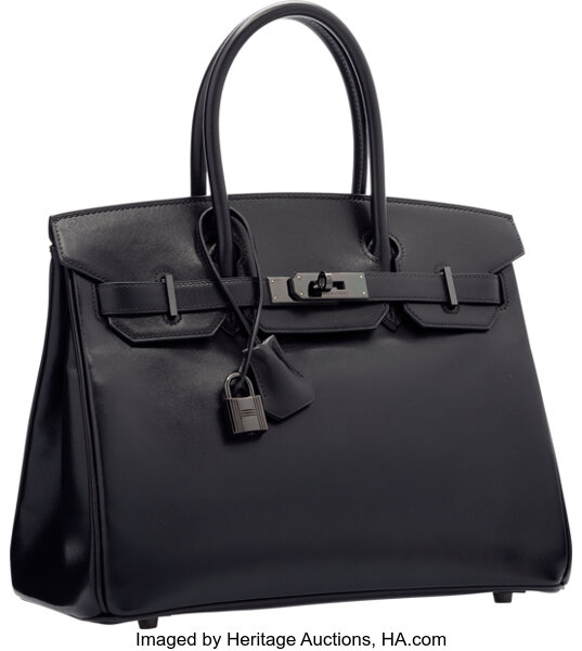 Hermes Limited Edition 30cm So Black Calf Box Leather Birkin Bag