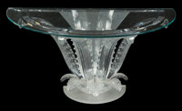Marc Lalique (French, 1900-1977) Cactus Console Table, Lalique Molded glass and chromed metal 27-