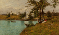 William Starbuck Macy (American, 1853-1945) Bermuda Oil on canvas 18 x 29-1/2 inches (45.7 x 74.9