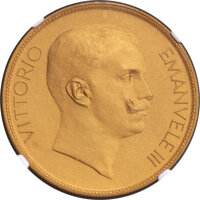 Italy: Vittorio Emanuele III gilt-bronze Matte Proof 100 Lire 1903 PR67 NGC