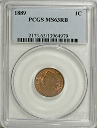 1889 1C MS63 Red and Brown PCGS. PCGS Population (69/150). NGC Census: (44/227). Mintage: 48,869,360. Numismedia Wsl. Pr...