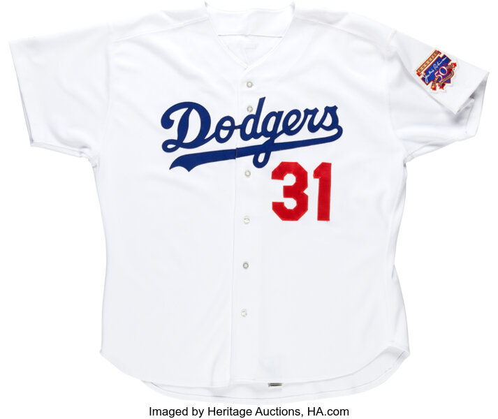 1997 Mike Piazza Game Worn Los Angeles Dodgers Jersey.  Baseball, Lot  #52680