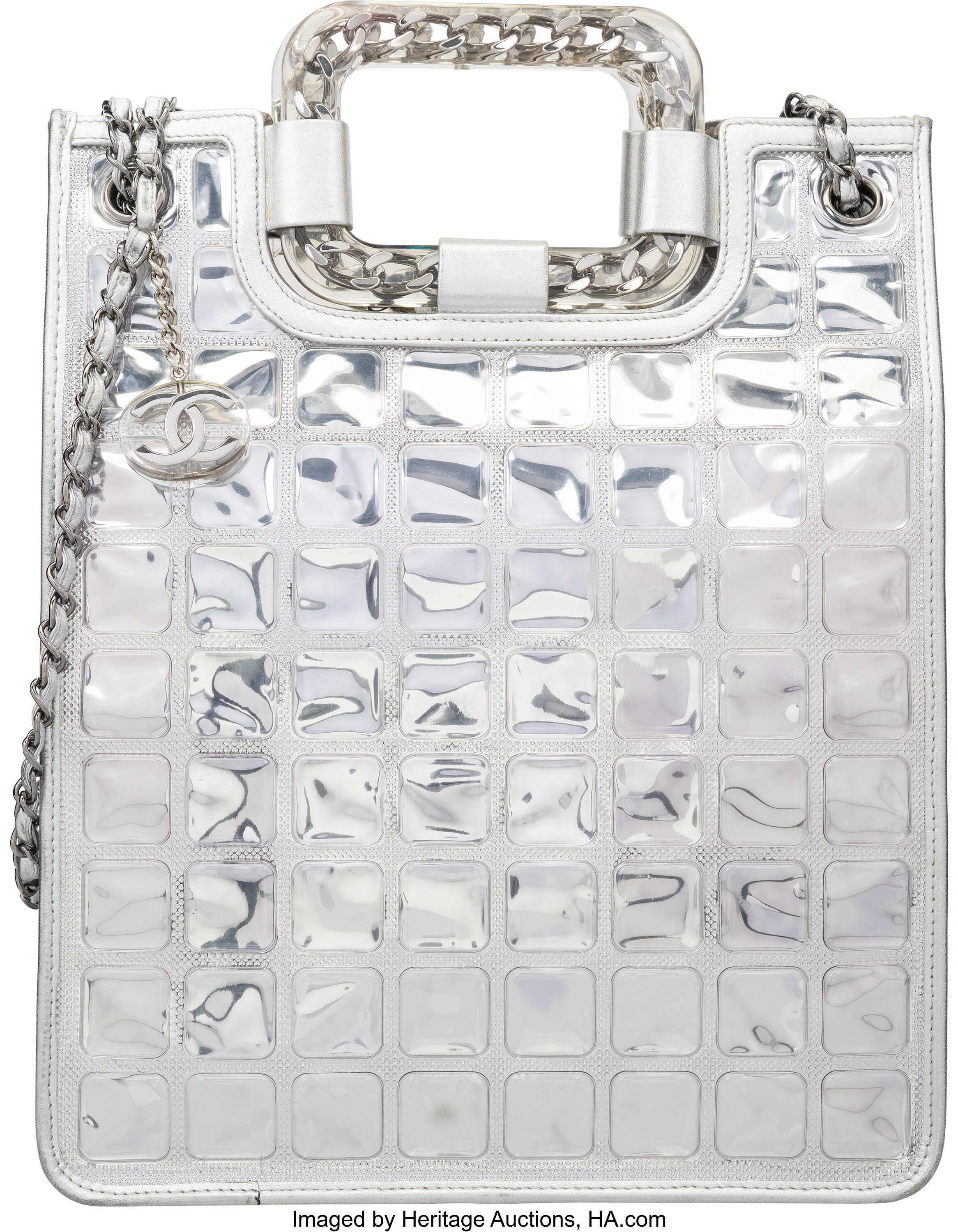 Chanel Metallic Silver Leather & PVC Ice Cube Tote Bag. Very Good | Lot  #58429 | Heritage Auctions