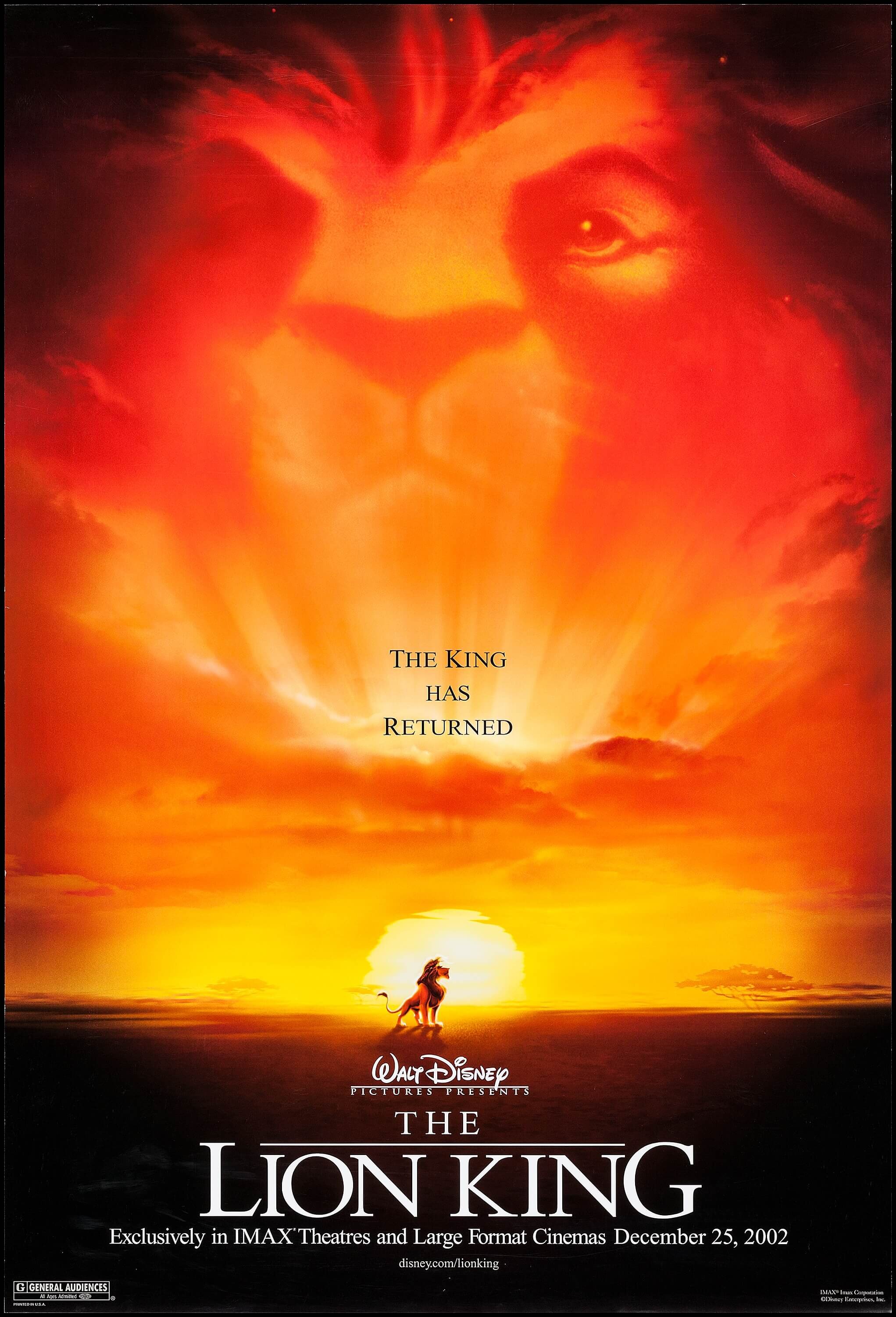 The Lion King Movie Poster 27x40 One Sheet **IMAX 2002 Walt Disney Double Side 