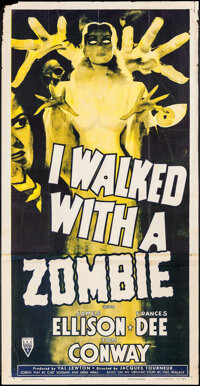 I Walked with a Zombie (RKO, R-1952). Three Sheet (40.5" X 80"). Horror