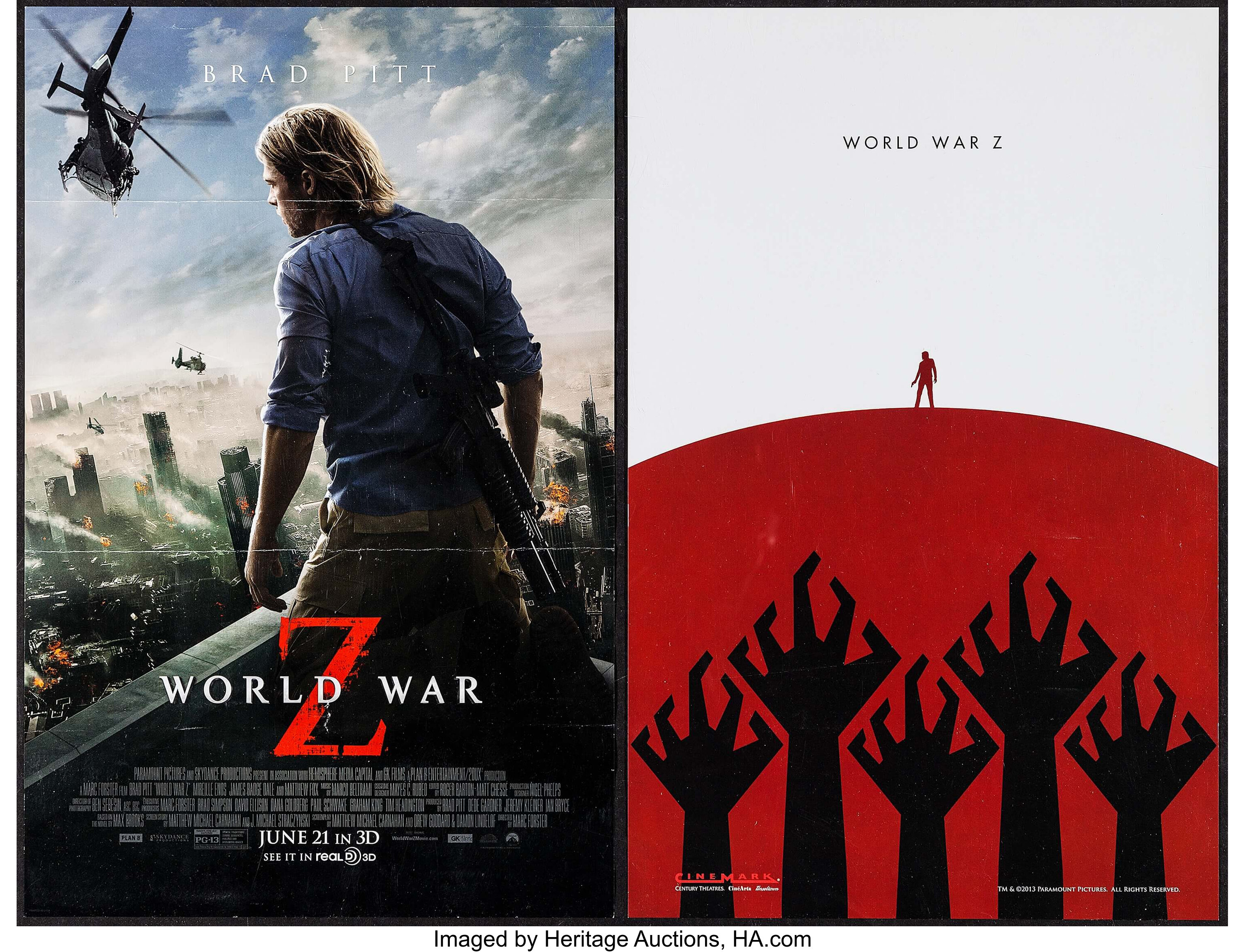 World War Z Paramount 13 Cinemark Exclusive Mini Poster Lot Heritage Auctions