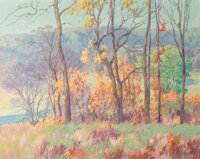 Maurice Braun (American, 1877-1941) Autumn Tints Oil on canvas 40-1/2 x 50-1/2 inches (102.9 x 128.3 cm) Signed lower ri...