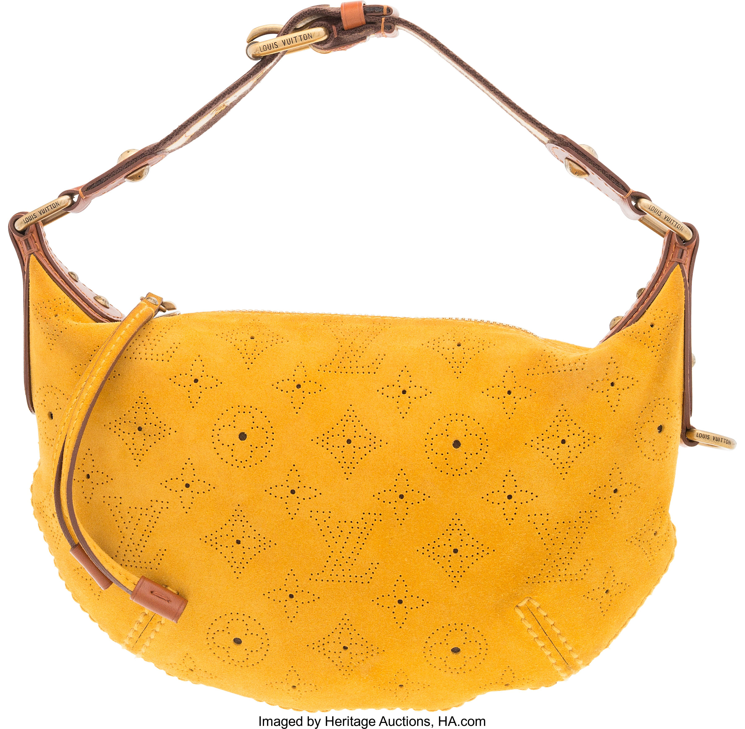 Louis Vuitton Yellow Perforated Monogram Suede Onatah PM Bag. Very