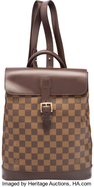 Louis Vuitton Damier Ebene Canvas Soho Backpack Bag. Excellent