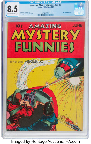 Golden Age (1938-1955):Science Fiction, Amazing Mystery Funnies V2#6 (Centaur, 1939) CGC VF+ 8.5 Cream to off-white pages....