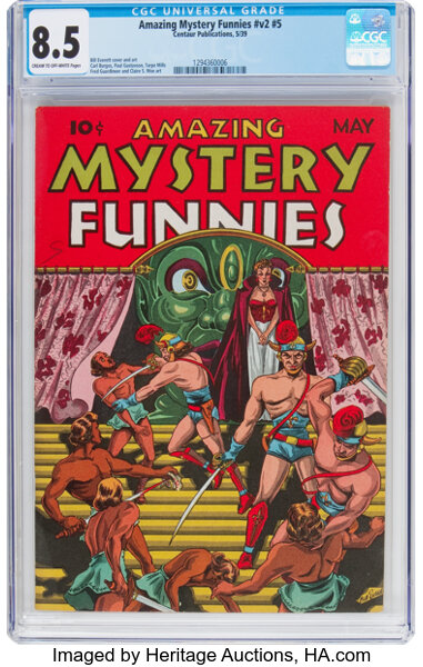 Golden Age (1938-1955):Adventure, Amazing Mystery Funnies V2#5 (Centaur, 1939) CGC VF+ 8.5 Cream to off-white pages....