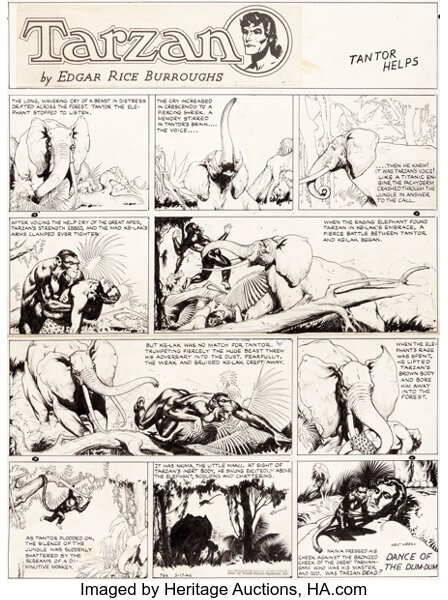 Tarzan por Ruben Moreira, Moreira se encargo del comic dominical de 1945 a 1947 cuando Hogarth regreso a dibujarla