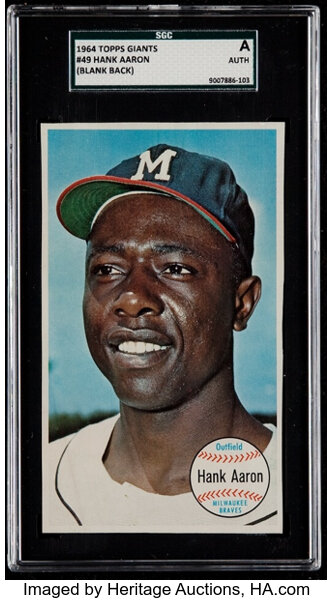 1964 Topps Hank Aaron #49 Milwaukee Braves Autographed Baseball
