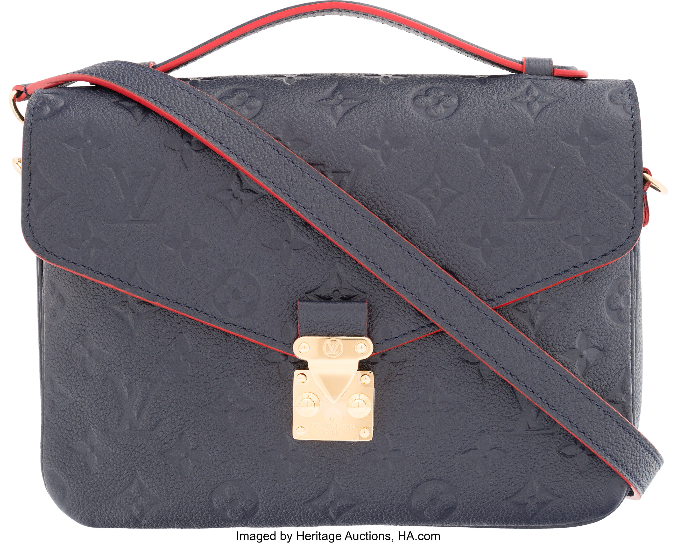 Louis Vuitton Navy Blue Monogram Empreinte Leather Pochette Metis, Lot  #58039