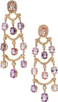 Estate Jewelry:Earrings, Sapphire, Diamond, Gold Earrings. ...