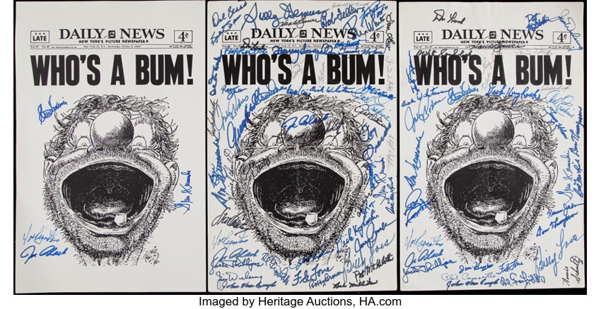 Brooklyn Dodgers Multi-Signed Who's A Bum! Oversized Prints Lot