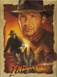 JERRY VANDERSTELT (American 20th Century) Indiana Jones, original illustration Acrylic on board 40 x 30in. Signe