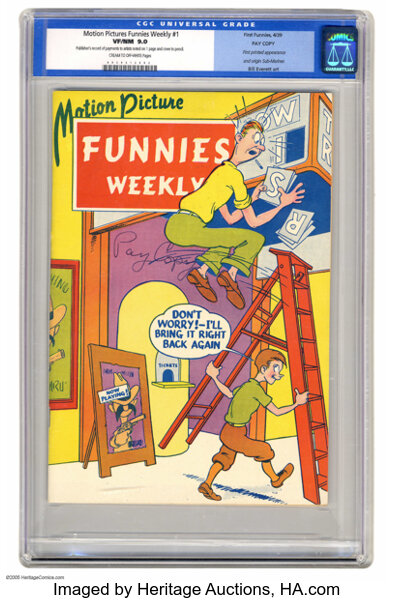 Golden Age (1938-1955):Superhero, Motion Picture Funnies Weekly #1 Pay Copy (First Funnies, Inc., 1939) CGC VF/NM 9.0 Cream to off-white pages. This is one of...