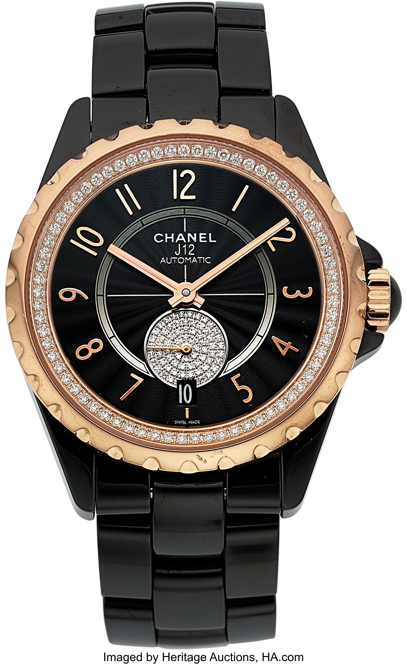 Chanel 'J12' Diamond Watch in Ceramic and 18K Gold, #517684 – Beladora