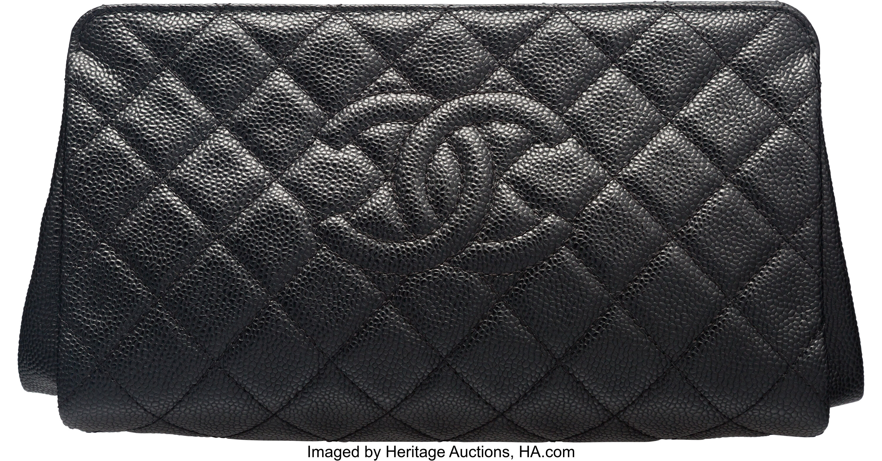 Chanel Black Quilted Caviar Jumbo CC Clutch Bag. Condition: 3. 12