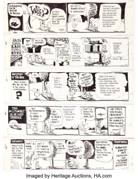 Dan O Neill Odd Bodkins Daily Comic Strip Original Art Group Of 5