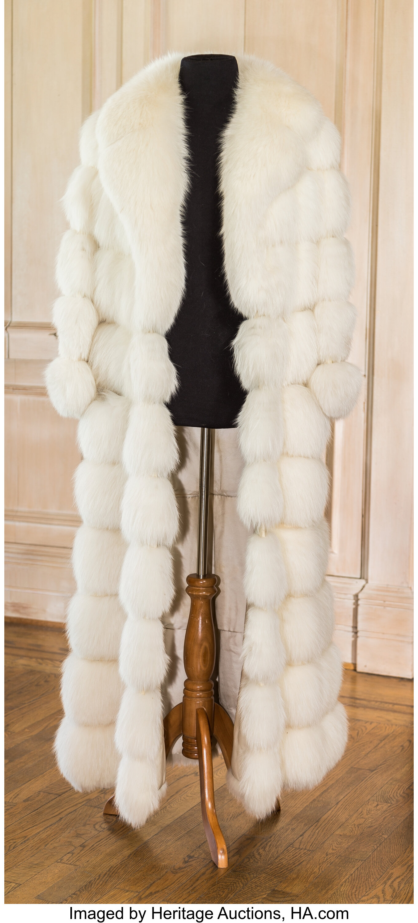A Zsa Zsa Gabor Fur Coat Circa 1960s White Floor Length Long